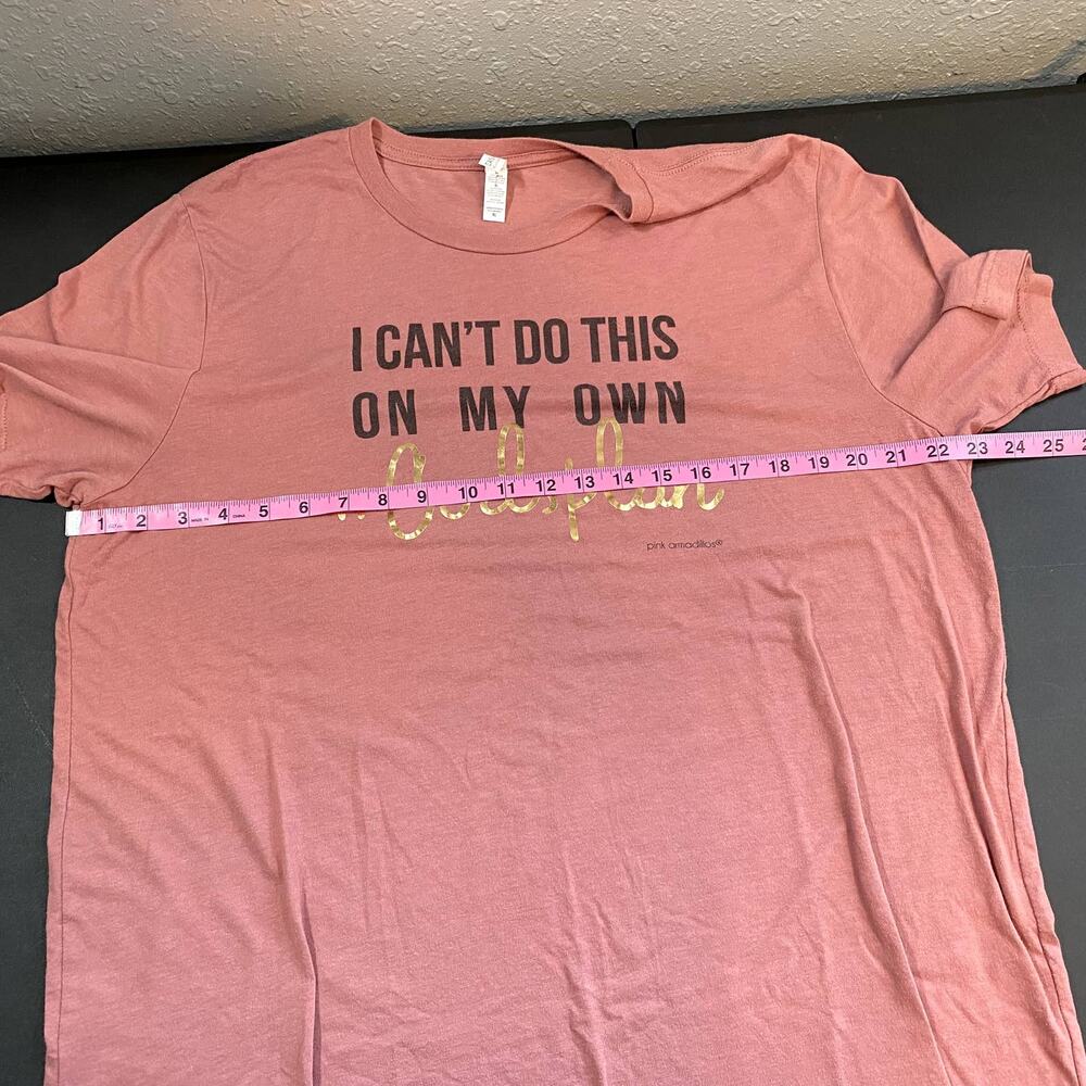 Canvas Womens XL Pink Blush Short Sleeve Tee Top Christian God's Plan Shiny Gold - Picture 6 of 8